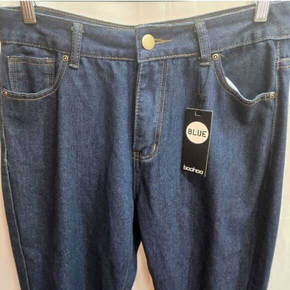 Boohoo High Rise Distressed Straight Leg Jeans Size 8 - Picture 6 of 11